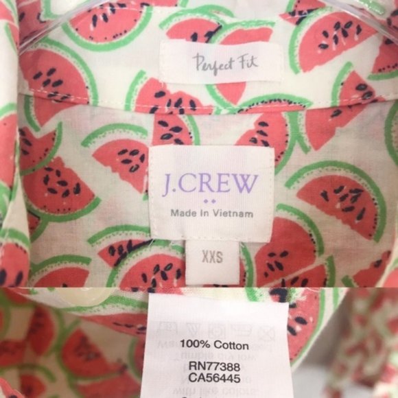 J. Crew Perfect Fit button up watermelon print XXS - Picture 3 of 8
